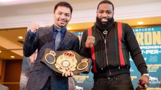 Manny Pacquiao and Adrien Broner trade verbal jabs during LA media event