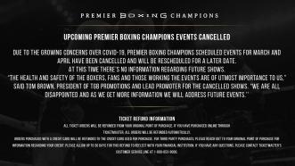 PBC Fights Cancelled Due to COVID-19 Concerns